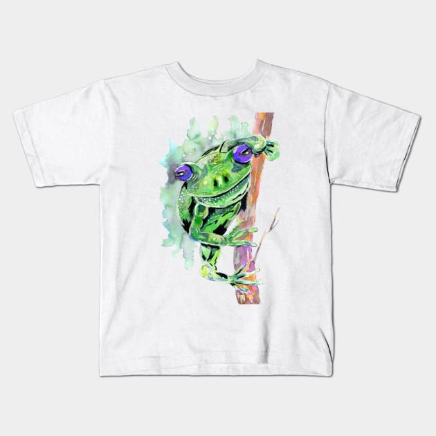 Big Green Frog Kids T-Shirt by ZeichenbloQ